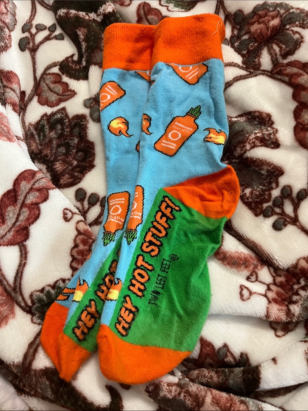 Hey Hot Stuff! Men's Blue & Green Novelty Socks